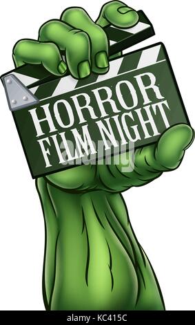 Horror Film Night Zombie Monster Clapper Board Stock Vector