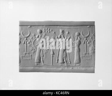 Cylinder seal and modern impression, ca. 9th–8th century B.C Stock Photo