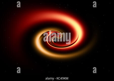 A Rogue Planet Being Pulled Into A Black Hole Stock Photo