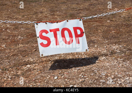 Stop sign restricting entry. Horizontal shot Stock Photo