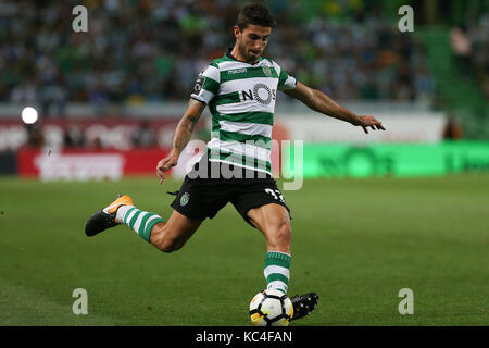 Lisbon, Portugal. 01st Oct, 2017. Sporting«s defender Cristiano Piccini from Italy during Premier League 2017/18 match between Sporting CP and FC Porto, at Alvalade Stadium in Lisbon on October 1, 2017. (Photo by Bruno Barros / DPI) Credit: Bruno Barros/Alamy Live News Stock Photo