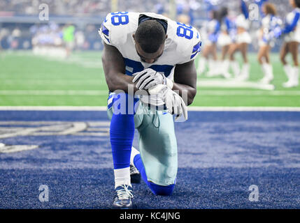 October 01, 2017: Dallas Cowboys wide receiver Dez Bryant #88 during an NFL  football game between the Los Angeles Rams and the Dallas Cowboys at AT&T  Stadium in Arlington, TX Los Angeles