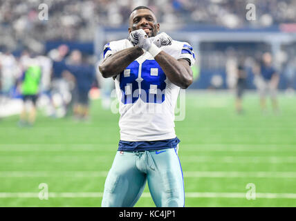 October 01, 2017: Dallas Cowboys wide receiver Dez Bryant #88 during an NFL  football game between the Los Angeles Rams and the Dallas Cowboys at AT&T  Stadium in Arlington, TX Los Angeles