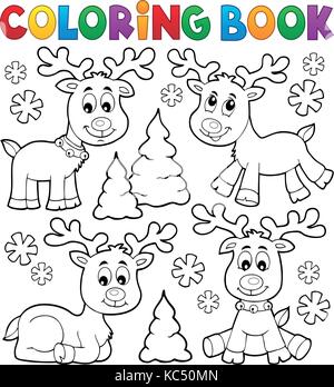 Coloring book Christmas deer topic 1 - eps10 vector illustration. Stock Vector
