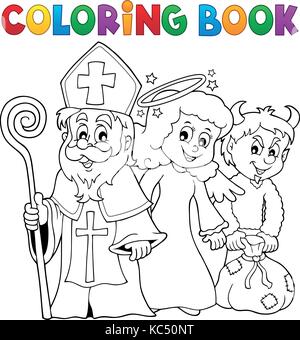 Coloring book Saint Nicholas Day theme 1 - eps10 vector illustration. Stock Vector