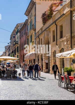 People in the old town of Verona, Veneto, Italy, Europe Stock Photo