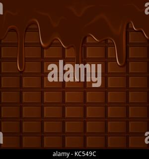 Horizontal seamless chocolate pattern with trickles Stock Vector