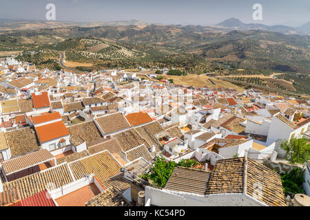 View over the white village, Olvera, province of Cadiz, Andalusia, Spain Stock Photo