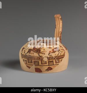 Fragment of a terracotta oinochoe (jug), ca. 560–550 B.C Stock Photo