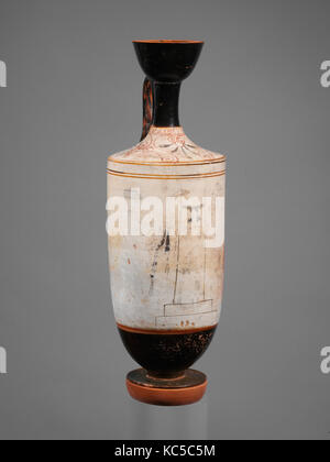 Terracotta lekythos (oil flask), Classical, ca. 440 B.C., Greek, Attic, Terracotta; white-ground, H. 11 9/16 in. (29.4 cm), Vase Stock Photo