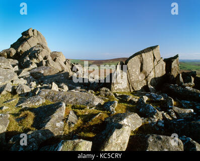 Carn Menyn outcrop of distinctive blue-grey dolerite on Mynydd Preseli, One of the possible sources of 'bluestones' used in the building of Stonehenge Stock Photo