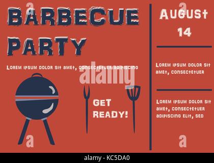 Barbecue Party Announcement. Retro Style. Vector Illustration Stock Vector