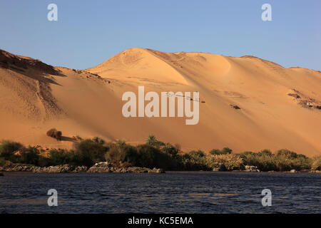 Scenery along the Nile between Aswan and the Nubian villages, Elephantine Island, Upper Egypt, Africa Stock Photo