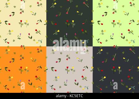 Set/Collection of Floral Patterns. Vector Illustration Stock Vector