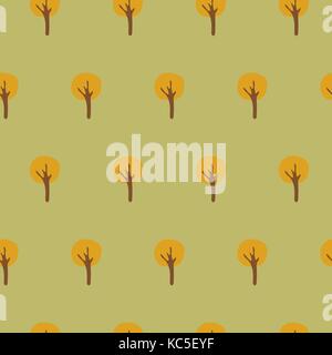 Seamless Autumn Pattern with yellow trees. Vector Illustration Stock Vector