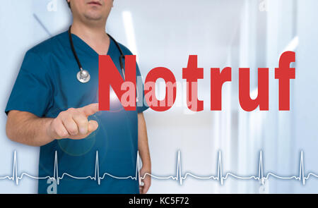 Notruf (in german emergency call) doctor showing on viewer concept. Stock Photo