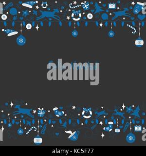 Merry Christmas, Winter Seamless, Dark Background Pattern. Stock Vector