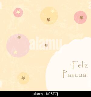 Happy Easter Greeting Card. Spanish Language. Vector Illustration Stock Vector