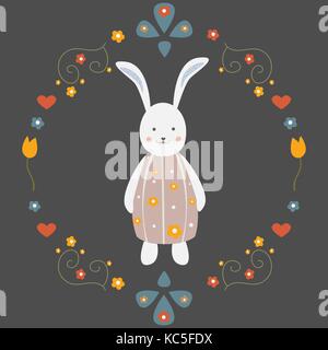Cute Bunny Character for cards, t-shirts, Easter themes, etc. Vector Illustration Stock Vector