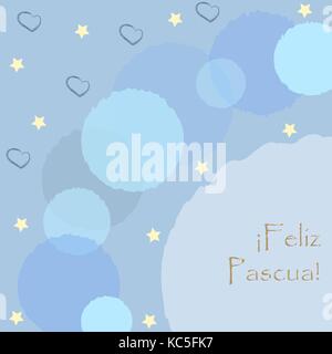 Happy Easter Greeting Card. Spanish Language. Vector Illustration Stock Vector