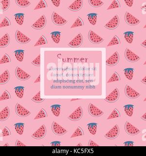 Summer Seamless Pattern with berries and fruits. From Summer Collection Vector Illustration Stock Vector