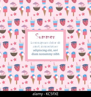 Summer Seamless Pattern with berries and fruits. From Summer Collection Vector Illustration Stock Vector