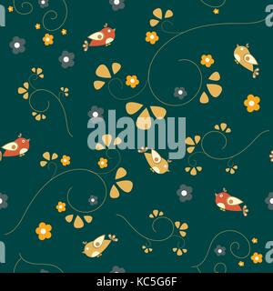 Seamless Bird Pattern. Modern Style. Vector Illustration Stock Vector