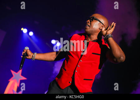Haddaway (civil name Alexander Nestor Haddaway), Trinidadian-German singer performs his 90s Eurodance hit 'What is love' at 90er Party Arena Wetzlar (party with mainly Eurodance-stars from the 90s), Rittal-Arena, Wetzlar, Germany, 30th September, 2017. Credit: Christian Lademann Stock Photo
