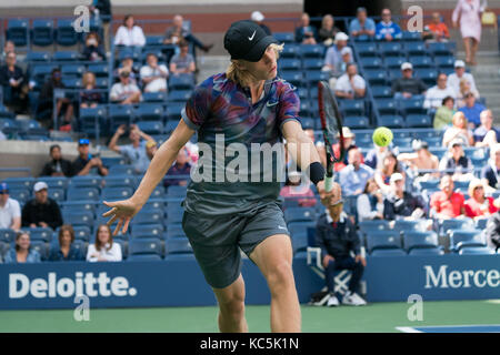 Denis Shapovalov (CAN) competing at the 2017 US Open Tennis Championships. Stock Photo