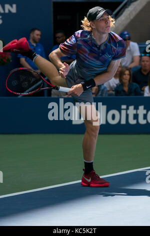 Denis Shapovalov (CAN) competing at the 2017 US Open Tennis Championships. Stock Photo