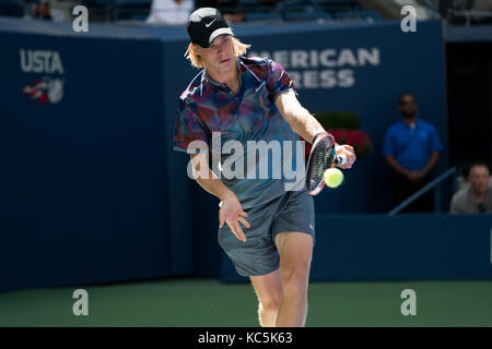 Denis Shapovalov (CAN) competing at the 2017 US Open Tennis Championships. Stock Photo