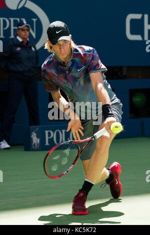 Denis Shapovalov (CAN) competing at the 2017 US Open Tennis Championships. Stock Photo