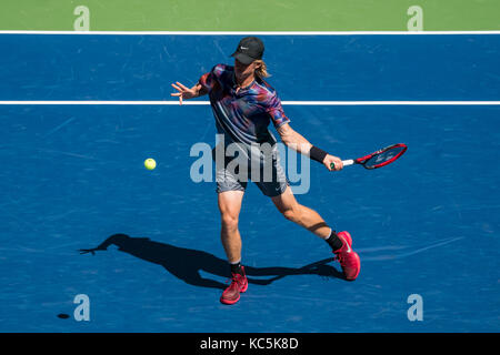 Denis Shapovalov (CAN) competing at the 2017 US Open Tennis Championships. Stock Photo