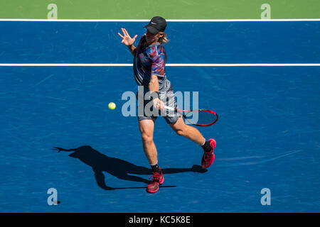 Denis Shapovalov (CAN) competing at the 2017 US Open Tennis Championships. Stock Photo