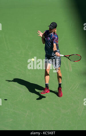 Denis Shapovalov (CAN) competing at the 2017 US Open Tennis Championships. Stock Photo