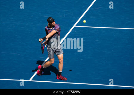 Denis Shapovalov (CAN) competing at the 2017 US Open Tennis Championships. Stock Photo