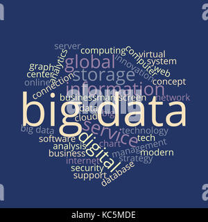 Big Data word cloud utilizing computer and technology based themes and ideas Stock Photo
