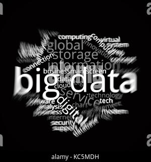 Big Data word cloud utilizing computer and technology based themes and ideas Stock Photo