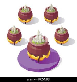 Isometric low poly cauldron Stock Vector