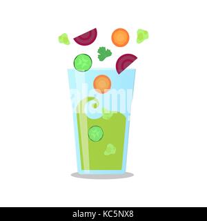 Mixed vegetable smoothie vector icon. Wellness and healthy lifestyle. Stock Vector