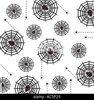 Halloween poison spider and web pattern background, stock vector Stock Vector