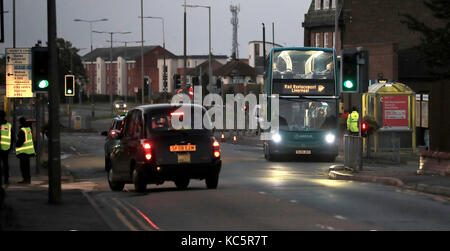 hunts liverpool bus outside station cross services guards rail alamy similar replacement
