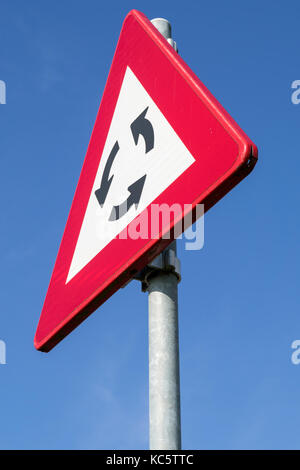 Dutch road sign: roundabout Stock Photo