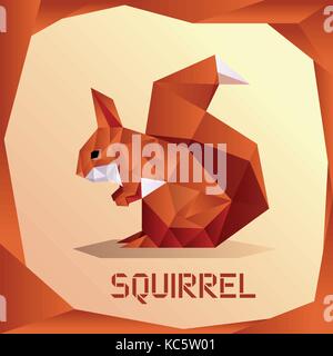 Origami Orange Squirrel Stock Vector