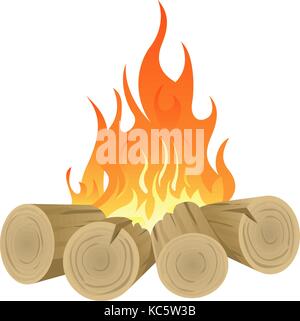 Large bonfire on white background Stock Vector