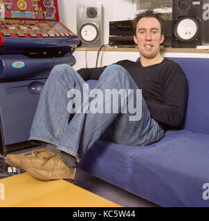 Christian O'Connell radio DJ and comedian and author, photographed at the XFM office in London , England, United Kingdom. Stock Photo