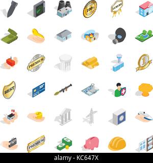 Building icons set, isometric style Stock Vector