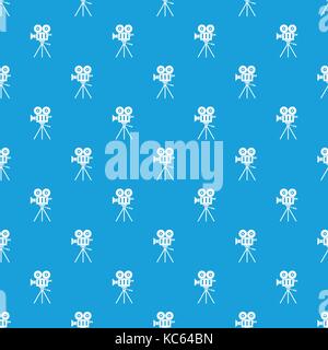 Camcorder pattern seamless blue Stock Vector