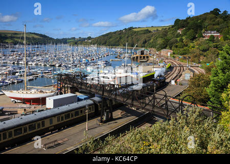 A train captured at Kingswear in South Devon Stock Photo