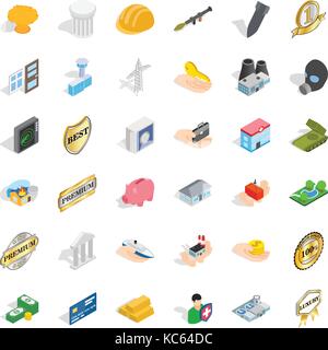 Place icons set, isometric style Stock Vector